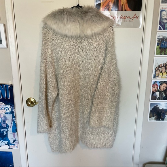 Anthropologie Gray Shaggy Knit Cardigan Sweater - Picture 3 of 3